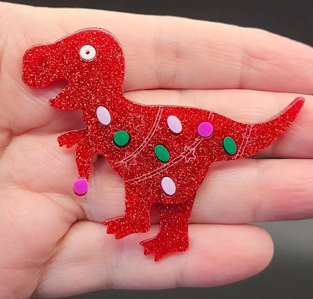 Dinosaur Acrylic Brooch Cartoon Style Friendly T-Rex